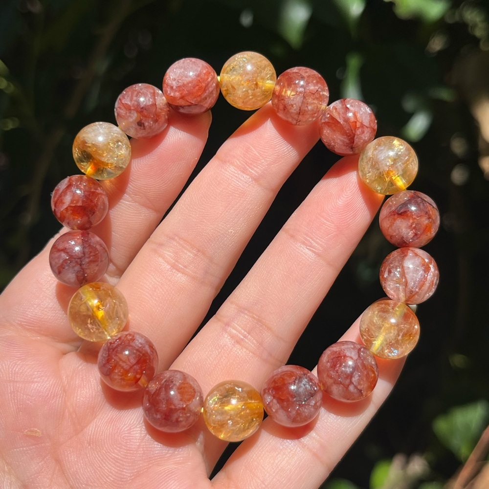 12mm fire Quartz Citrine‎ Bracelet